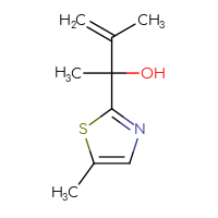 Chemical structure of 3-methyl-2-(5-methyl-1,3-thiazol-2-yl)but-3-en-2-ol - CSSB03551291972