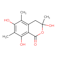 Chemical structure of 3,6,8-trihydroxy-3,5,7-trimethyl-3,4-dihydro-1H-2-benzopyran-1-one - CSSB00102599565
