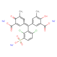 Chemical structure of trisodium 5-[(3-carboxylato-5-methyl-4-oxocyclohexa-2,5-dien-1-ylidene)(2,6-dichloro-3-sulfonatophenyl)methyl]-2-hydroxy-3-methylbenzoate - CSSB00137408673