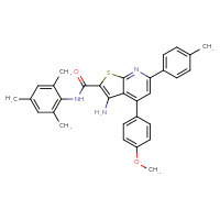 Chemical structure of 3-amino-4-(4-methoxyphenyl)-6-(4-methylphenyl)-N-(2,4,6-trimethylphenyl)thieno[2,3-b]pyridine-2-carboxamide - CSSB00121699377