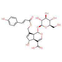 Chemical structure of (1S,4aS,5R,7aS)-5-hydroxy-7-({[(2E)-3-(4-hydroxyphenyl)prop-2-enoyl]oxy}methyl)-1-{[(2S,3R,4S,5S,6R)-3,4,5-trihydroxy-6-(hydroxymethyl)oxan-2-yl]oxy}-1H,4aH,5H,7aH-cyclopenta[c]pyran-4-carboxylic acid - CSSB06744555873