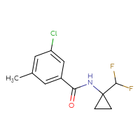 Chemical structure of 3-chloro-N-[1-(difluoromethyl)cyclopropyl]-5-methylbenzamide - CSSB01998712013