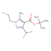 Chemical structure of tert-butyl 1-(2-chloroethyl)-3-(difluoromethyl)-5-methyl-1H-pyrazole-4-carboxylate - CSSB21246289701
