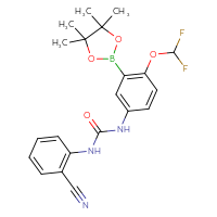 Chemical structure of 1-(2-cyanophenyl)-3-[4-(difluoromethoxy)-3-(4,4,5,5-tetramethyl-1,3,2-dioxaborolan-2-yl)phenyl]urea - CSSB21332113205