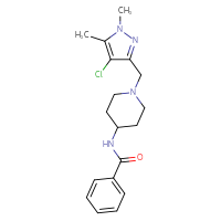 Chemical structure of N-{1-[(4-chloro-1,5-dimethyl-1H-pyrazol-3-yl)methyl]piperidin-4-yl}benzamide - CSSS00133113147