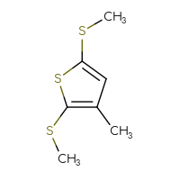 Chemical structure of 3-methyl-2,5-bis(methylsulfanyl)thiophene - CSSB14982690918