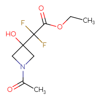 Chemical structure of ethyl 2-(1-acetyl-3-hydroxyazetidin-3-yl)-2,2-difluoroacetate - CSSB20857080559