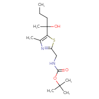 Chemical structure of tert-butyl N-{[5-(2-hydroxypentan-2-yl)-4-methyl-1,3-thiazol-2-yl]methyl}carbamate - CSSB07094996800