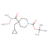 Chemical structure of tert-butyl 4-(cyclopropylmethyl)-4-[methoxy(methyl)carbamoyl]piperidine-1-carboxylate - CSSB21151589939