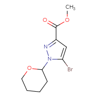 Chemical structure of methyl 5-bromo-1-(oxan-2-yl)-1H-pyrazole-3-carboxylate - CSSB14946080226