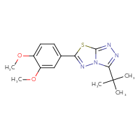Chemical structure of 3-tert-butyl-6-(3,4-dimethoxyphenyl)-[1,2,4]triazolo[3,4-b][1,3,4]thiadiazole - CSSB00121637604