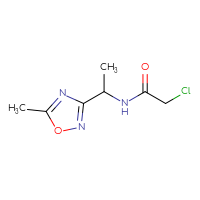 Chemical structure of 2-chloro-N-[1-(5-methyl-1,2,4-oxadiazol-3-yl)ethyl]acetamide - CSSB01820065050
