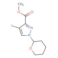 Chemical structure of methyl 4-iodo-1-(oxan-2-yl)-1H-pyrazole-3-carboxylate - CSSB06789112486