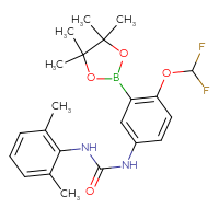Chemical structure of 1-[4-(difluoromethoxy)-3-(4,4,5,5-tetramethyl-1,3,2-dioxaborolan-2-yl)phenyl]-3-(2,6-dimethylphenyl)urea - CSSB21332088925