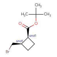 Chemical structure of rac-tert-butyl (1R,2S)-2-(bromomethyl)cyclobutane-1-carboxylate - CSSB20620679290