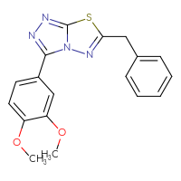 Chemical structure of 6-benzyl-3-(3,4-dimethoxyphenyl)-[1,2,4]triazolo[3,4-b][1,3,4]thiadiazole - CSSB00121637242