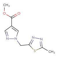Chemical structure of methyl 1-[(5-methyl-1,3,4-thiadiazol-2-yl)methyl]-1H-pyrazole-4-carboxylate - CSSB01673585055