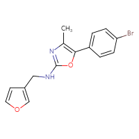Chemical structure of 5-(4-bromophenyl)-N-[(furan-3-yl)methyl]-4-methyl-1,3-oxazol-2-amine - CSSB21495874802