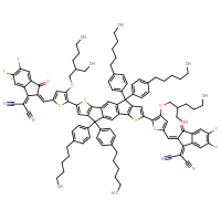 Chemical structure of 2-[(2Z)-2-({5-[15-(5-{[(2Z)-1-(dicyanomethylidene)-5,6-difluoro-3-oxo-2,3-dihydro-1H-inden-2-ylidene]methyl}-3-[(2-ethylhexyl)oxy]thiophen-2-yl)-9,9,18,18-tetrakis(4-hexylphenyl)-5,14-dithiapentacyclo[10.6.0.0³,¹⁰.0⁴,⁸.0¹³,¹⁷]octadeca-1(12),2,4(8),6,10,13(17),15-heptaen-6-yl]-4-[(2-ethylhexyl)oxy]thiophen-2-yl}methylidene)-5,6-difluoro-3-oxo-2,3-dihydro-1H-inden-1-ylidene]propanedinitrile - CSSB20958670870