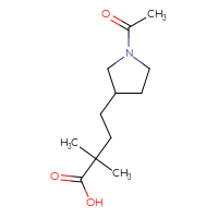 Chemical structure of 4-(1-acetylpyrrolidin-3-yl)-2,2-dimethylbutanoic acid - CSSB03496552585