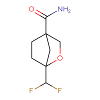 Chemical structure of 1-(difluoromethyl)-2-oxabicyclo[2.2.1]heptane-4-carboxamide - CSSB14983873560