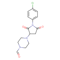 Chemical structure of 4-[1-(4-chlorophenyl)-2,5-dioxopyrrolidin-3-yl]piperazine-1-carbaldehyde - CSSB00020670721
