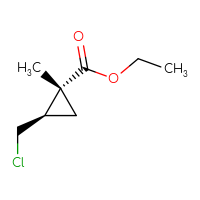Chemical structure of ethyl (1R,2R)-2-(chloromethyl)-1-methylcyclopropane-1-carboxylate - CSSB21246287126