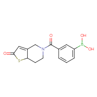 Chemical structure of (3-{2-oxo-2H,4H,5H,6H,7H,7aH-thieno[3,2-c]pyridine-5-carbonyl}phenyl)boronic acid - CSSB21531608603