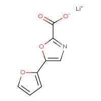 Chemical structure of lithium(1+) 5-(furan-2-yl)-1,3-oxazole-2-carboxylate - CSSB21332068576