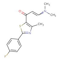 Chemical structure of 3-(dimethylamino)-1-[2-(4-fluorophenyl)-4-methyl-1,3-thiazol-5-yl]prop-2-en-1-one - CSSB02125603581