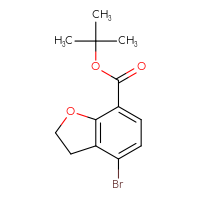 Chemical structure of tert-butyl 4-bromo-2,3-dihydro-1-benzofuran-7-carboxylate - CSSB14800690798