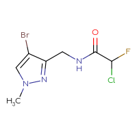 Chemical structure of N-[(4-bromo-1-methyl-1H-pyrazol-3-yl)methyl]-2-chloro-2-fluoroacetamide - CSSB09894361179