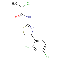 Chemical structure of 2-chloro-N-[4-(2,4-dichlorophenyl)-1,3-thiazol-2-yl]propanamide - CSSB00020598606