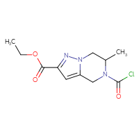 Chemical structure of ethyl 5-(carbonochloridoyl)-6-methyl-4H,5H,6H,7H-pyrazolo[1,5-a]pyrazine-2-carboxylate - CSSB21224764634