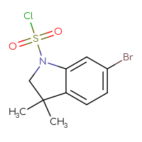 Chemical structure of 6-bromo-3,3-dimethyl-2,3-dihydro-1H-indole-1-sulfonyl chloride - CSSB14987122512