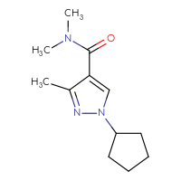 Chemical structure of 1-cyclopentyl-N,N,3-trimethyl-1H-pyrazole-4-carboxamide - CSSB02520876027