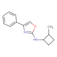 Chemical structure of N-(2-methylcyclobutyl)-4-phenyl-1,3-oxazol-2-amine - CSSB15040322921