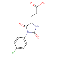 Chemical structure of 3-[1-(4-chlorophenyl)-2,5-dioxoimidazolidin-4-yl]propanoic acid - CSSB00000753368