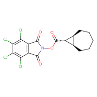 Chemical structure of 4,5,6,7-tetrachloro-1,3-dioxo-2,3-dihydro-1H-isoindol-2-yl (1R,7S,8S)-bicyclo[5.1.0]octane-8-carboxylate - CSSB20270179812