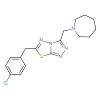 Chemical structure of 1-({6-[(4-chlorophenyl)methyl]-[1,2,4]triazolo[3,4-b][1,3,4]thiadiazol-3-yl}methyl)azepane - CSSB00121609132