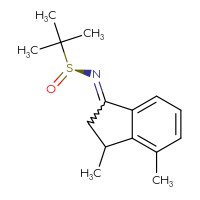Chemical structure of (S)-N-(3,4-dimethyl-2,3-dihydro-1H-inden-1-ylidene)-2-methylpropane-2-sulfinamide - CSSB21332856585
