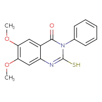 Chemical structure of 6,7-dimethoxy-3-phenyl-2-sulfanyl-3,4-dihydroquinazolin-4-one - CSSB00020606001