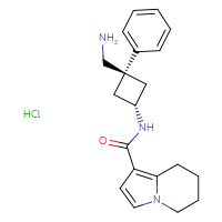 Chemical structure of N-[(1r,3r)-3-(aminomethyl)-3-phenylcyclobutyl]-5,6,7,8-tetrahydroindolizine-1-carboxamide hydrochloride - CSSB00161162814