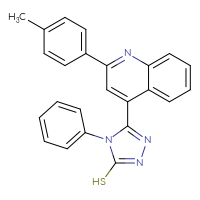 Chemical structure of 5-[2-(4-methylphenyl)quinolin-4-yl]-4-phenyl-4H-1,2,4-triazole-3-thiol - CSSB00000683347