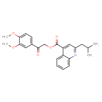 Chemical structure of 2-(3,4-dimethoxyphenyl)-2-oxoethyl 2-(2-methylpropyl)quinoline-4-carboxylate - CSSB00121614944
