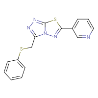 Chemical structure of 3-{3-[(phenylsulfanyl)methyl]-[1,2,4]triazolo[3,4-b][1,3,4]thiadiazol-6-yl}pyridine - CSSB00121637016