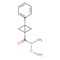 Chemical structure of (1R,3R)-N-methoxy-N-methyl-3-phenylbicyclo[1.1.0]butane-1-carboxamide - CSSB21444811612