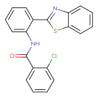 Chemical structure of N-[2-(1,3-benzothiazol-2-yl)phenyl]-2-chlorobenzamide - CSSB00046208896