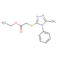 Chemical structure of ethyl 2-[(5-methyl-4-phenyl-4H-1,2,4-triazol-3-yl)sulfanyl]acetate - CSSB00046133277