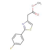 Chemical structure of methyl 2-[2-(4-fluorophenyl)-1,3-thiazol-4-yl]acetate - CSSB00000256598